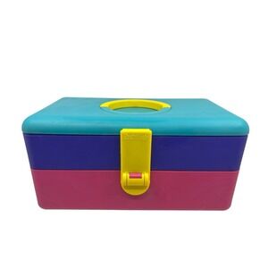 VINTAGE Starplast Cosmetic Organizer Case 80s-90s Makeup  Box w /Mirror Caboodle